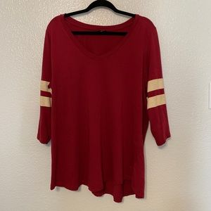 TORRID 3/4 Sleeve Red Women’s V-Neck Blouse - 3X